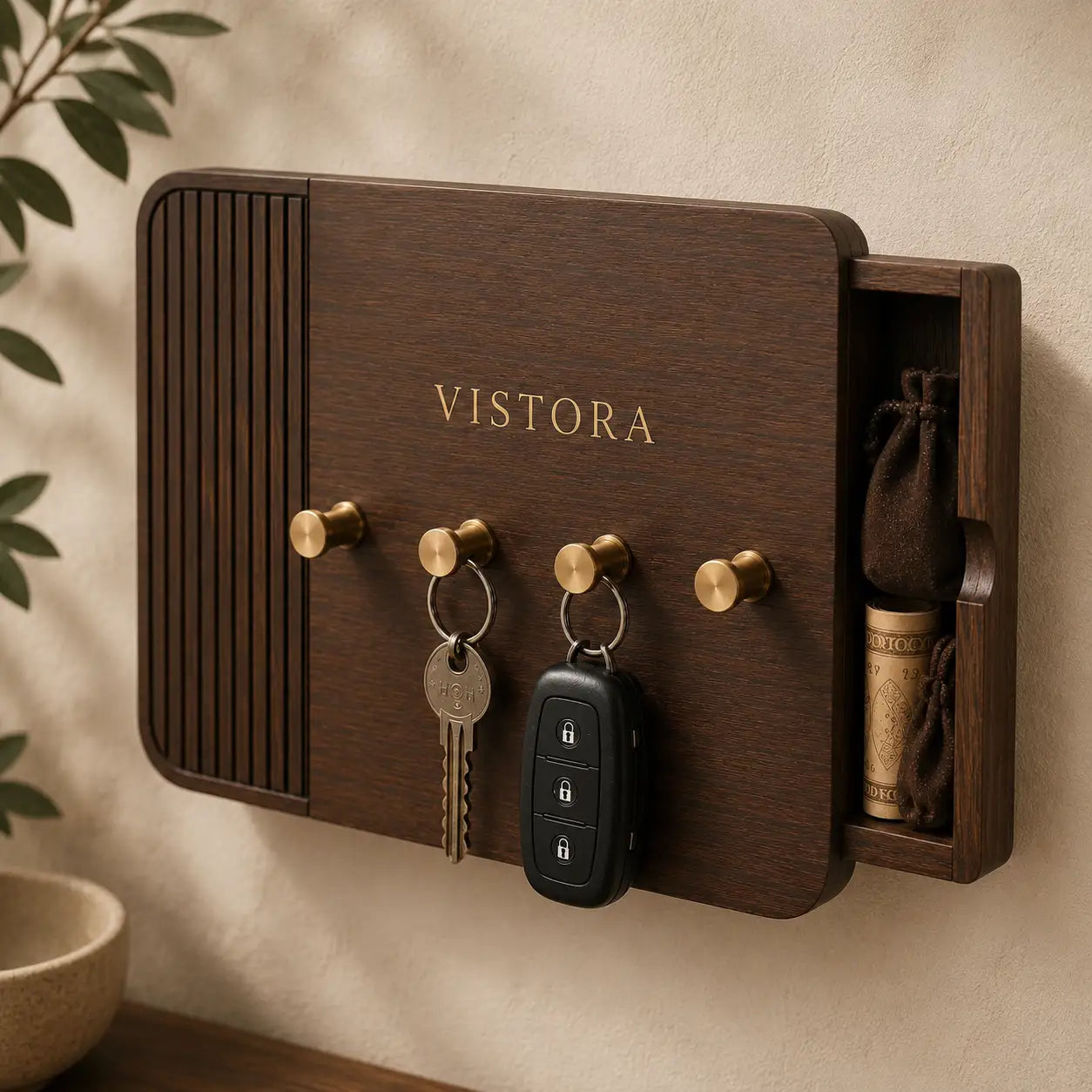 Hidden Compartment Key Holder — Wall Organizer with Secret Storage