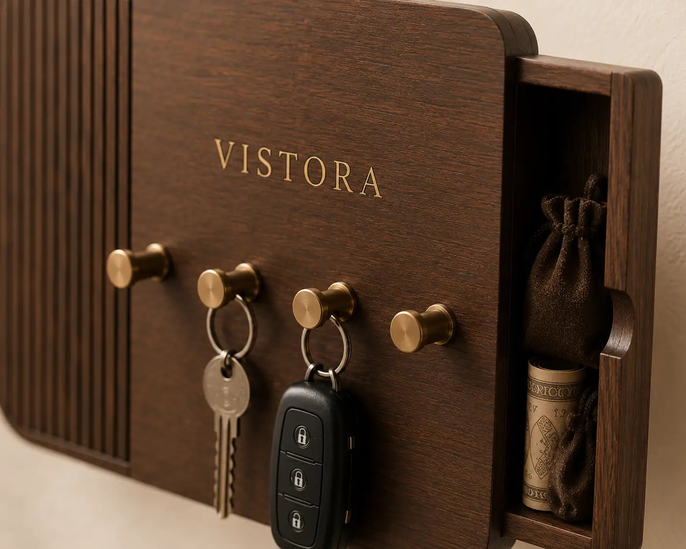 Hidden Compartment Key Holder — Wall Organizer with Secret Storage
