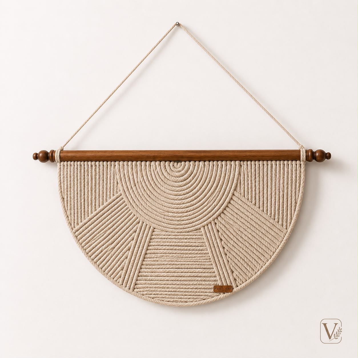 Macrame Wall Hanging — Handwoven Cotton & Wood