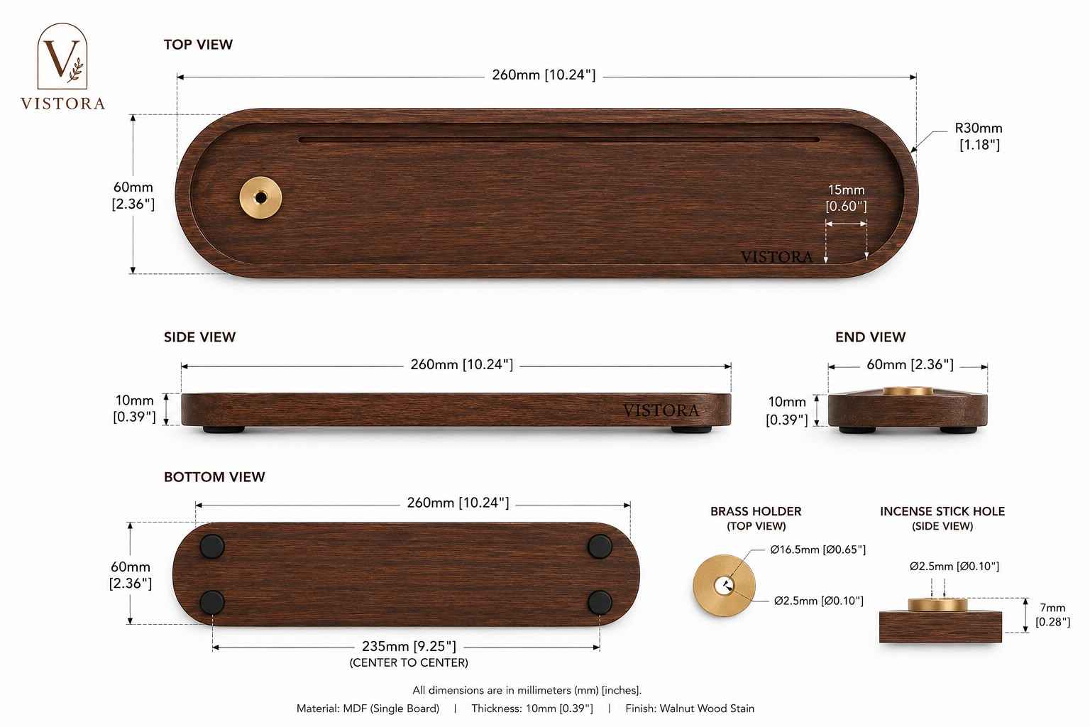 Incense Tray — Minimal Wooden Incense Stick Holder